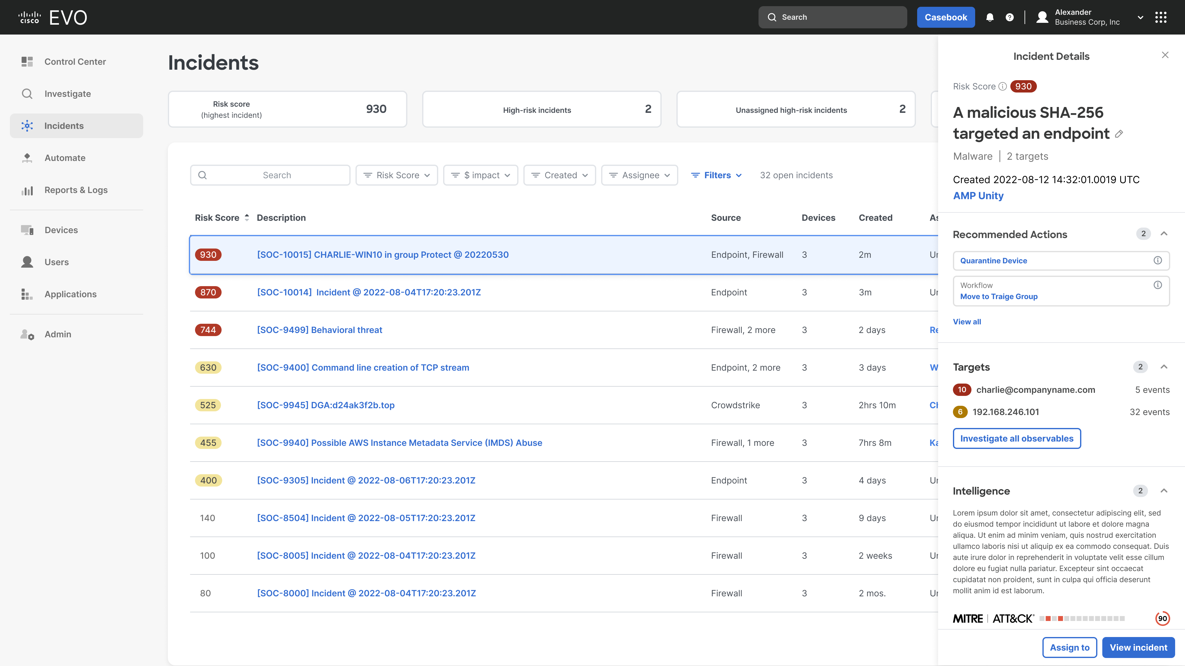Cisco Cybersecurity tool screenshot